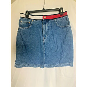Vintage Y2K Tommy Jeans/Hilfiger/Denim Mini Skirt Red White Waist Band Women 12